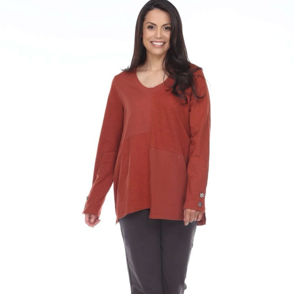 Neon Buddha Perfect Patch Top 100% Cotton In Cognac Woman's Size XS